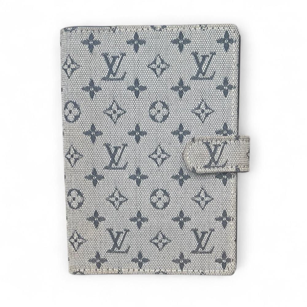 Louis Vuitton Agenda PM Blue Gray Monogram Macassar w/ Auth Date Code